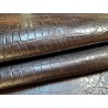 Demi-peau de cuir de veau grain croco - anthracite - maroquinerie - Cuir en Stock
