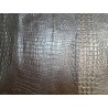 Peau de cuir de veau imprimé façon crocodile métallisée - Anthracite