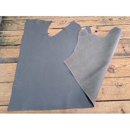Morceau de veau effet tressage ondulé - Gris vert - Cuirenstock