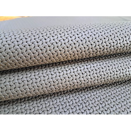 Peau de veau effet tressage - ondulé - gris vert - Maroquinerie - Cuir en Stock