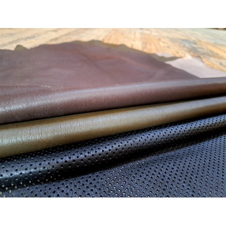 Lot de 3 peaux de cuir stretch - couleur diverses - Cuir en Stock