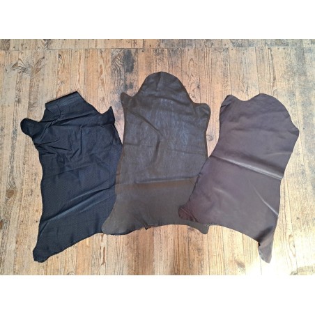 Lot de 3 peaux de cuir stretch - couleur diverses - Cuir en Stock