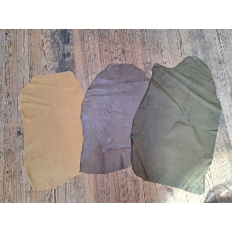 Lot de 3 peaux de cuir stretch - diverses couleurs - Cuir en Stock