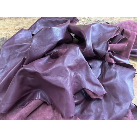 chutes de cuir d agneau bordeaux - maroquinerie accessoire luxe - cuir en stock