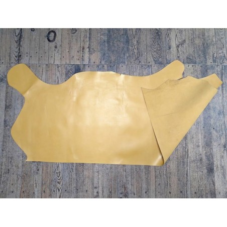 Demi-peau de cuir de veau BOX lisse - tannage ferme - paille - Cuirenstock