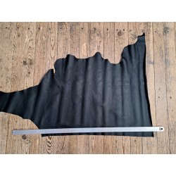 Morceau de cuir de vache grainé - Noir mat - B - Cuir en Stock