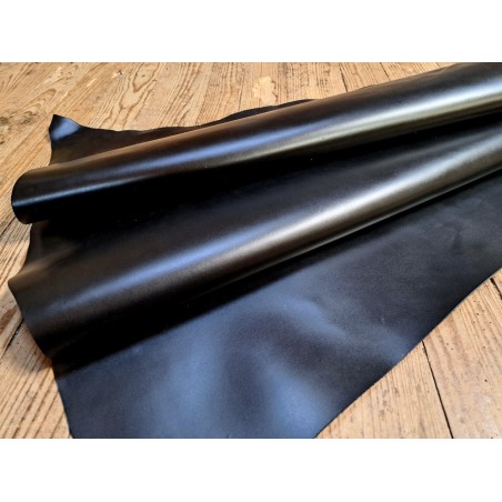 peau de cuir de veau BOX lisse - tannage ferme - noir - cuir en stock
