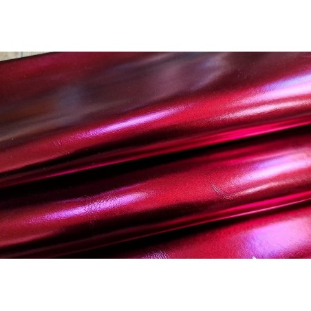 Peau de cuir de chèvre métallisé - rouge - Cuir en Stock