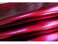 Peau de cuir de chèvre métallisé - rouge - Cuir en Stock