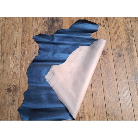 chèvre métallisée - bleu - cuirenstock