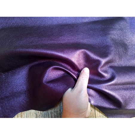 Peau de cuir de chèvre métallisé - violet - Cuir en stock