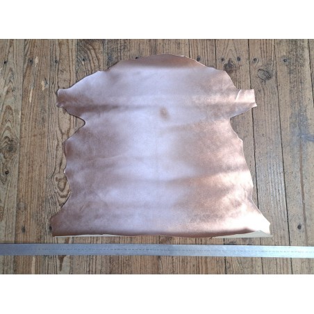 Peau de cuir de chèvre métallisée - Rose pastel