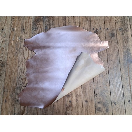 Peau de cuir de chèvre métallisée - Rose pastel