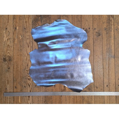 Peau de cuir de chèvre métallisé - bleu ciel -  maroquinerie - Cuir en stock