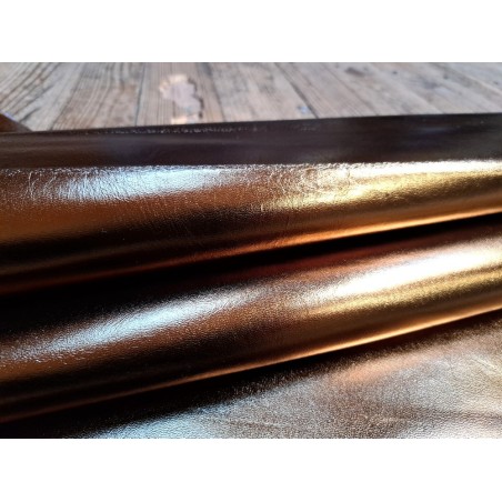 Peau de cuir de chèvre métallisé - bronze - Cuir en stock