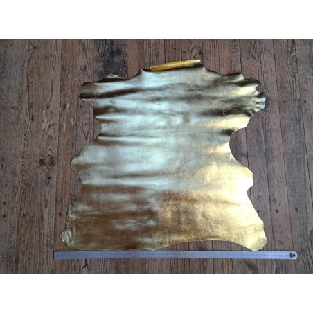 Peau de cuir de chèvre métallisé - gold - Cuir en stock