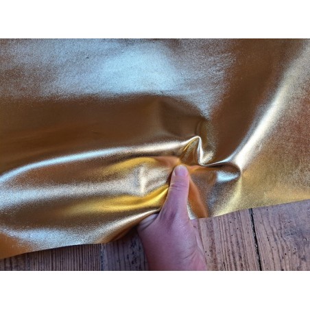 Peau de cuir de chèvre métallisé - gold - Cuir en Stock