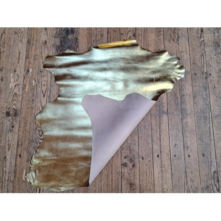 Peau de cuir de chèvre métallisé - gold - Cuirenstock