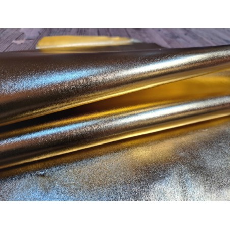 Peau de cuir de chèvre métallisé - gold - Cuir en Stock