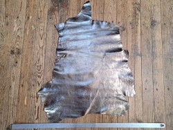 Peau de cuir de chèvre métallisé - taupe argenté - Cuir en stock