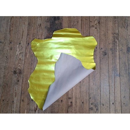 Peau de cuir de chèvre métallisé - jaune - Cuirenstock