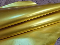 Peau de cuir de chèvre métallisé - jaune - Cuir en Stock