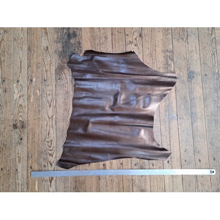 Chèvre métallisée - marron - cuir en stock