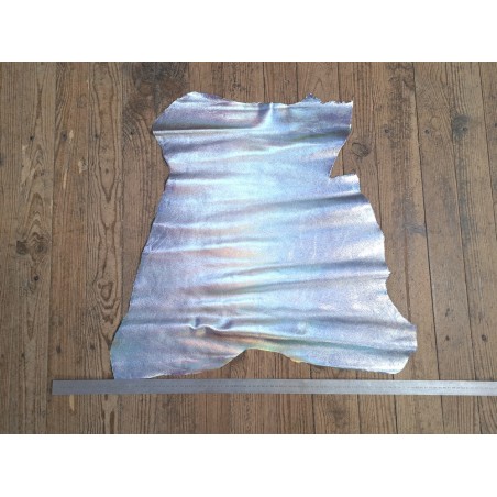 Chèvre métallisée holographique - Gris  - Maroquinerie - Cuir en Stock