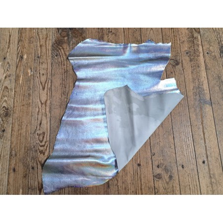 Chèvre métallisée holographique - Gris  - Maroquinerie - Cuir en Stock