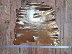 Peau de cuir de chèvre métallisé - strass - or jaune - Cuirenstock