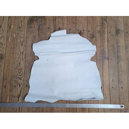 Peau de cuir de chèvre grainé - paillettes grises - blanc- Cuirenstock
