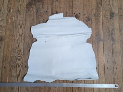 Peau de cuir de chèvre grainé - paillettes grises - blanc- Cuirenstock