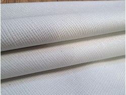 Peau de cuir de chèvre grainé - paillettes grises - blanc- Cuir en stock