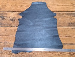 Peau de cuir de chèvre métallisé - bleu canard - Cuir en stock