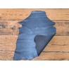 Peau de cuir de chèvre métallisé - bleu canard - Cuir en Stock
