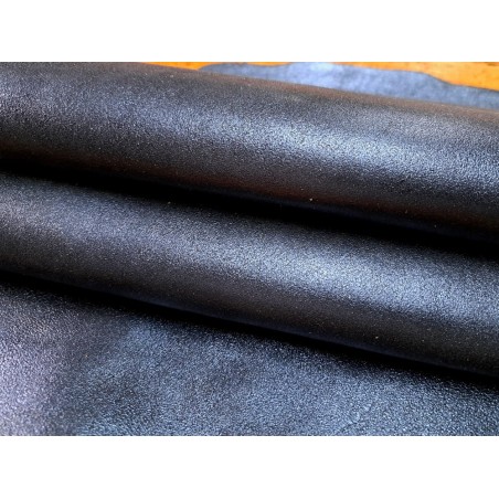 Peau de cuir de chèvre métallisé - bleu canard - Cuir en Stock