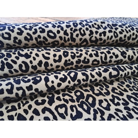 Peau de veau velours - grain léopard - sable - Cuir en Stock