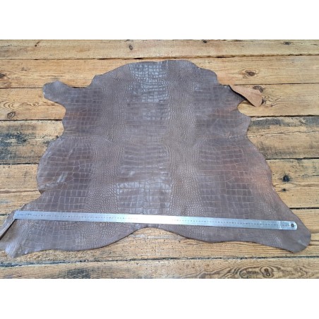 veau effet crocodile ciré - taupe - maroquinerie - maroquinerie - cuirenstock