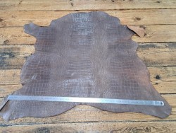 veau effet crocodile ciré - taupe - maroquinerie - maroquinerie - cuirenstock