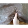veau effet crocodile ciré - taupe - maroquinerie - maroquinerie - cuir en stock