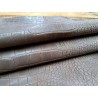 Peau de cuir de veau impression crocodile ciré - Taupe - Cuirenstock