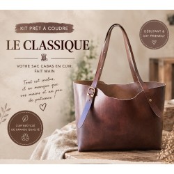 Kit sac cabas cuir DIY débutant – “Le Classique” à coudre soi-même – Kit prêt à coudre complet - Cuir en Stock