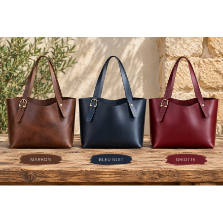 Kit sac cabas cuir DIY débutant – “Le Classique” à coudre soi-même – Kit prêt à coudre complet - Cuir en Stock