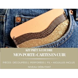 Kit prêt à coudre – Porte-cartes en cuir DIY - Le Précieux – Spécial débutant - Cuir en Stock