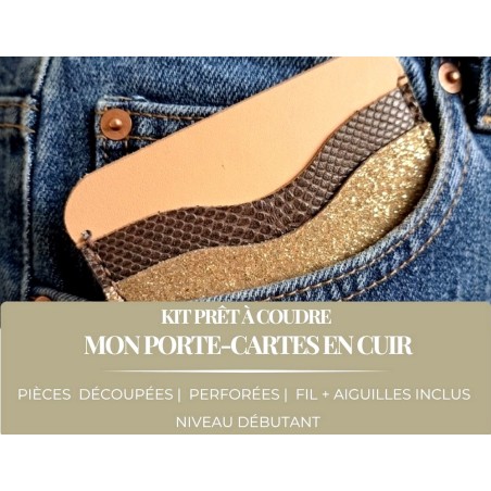 Kit prêt à coudre – Porte-cartes en cuir DIY - Le Précieux – Spécial débutant - Cuir en Stock