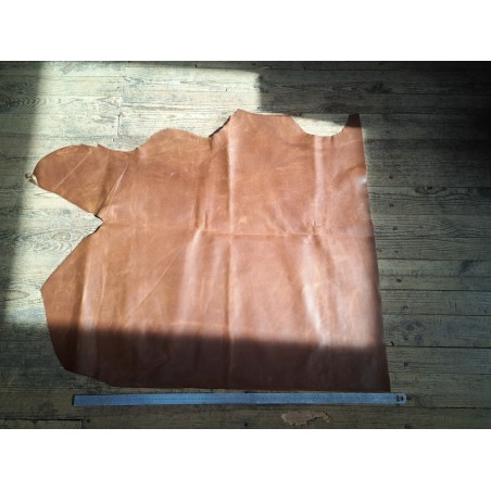 Morceau de cuir de vachette pullup ciré - Brun - A