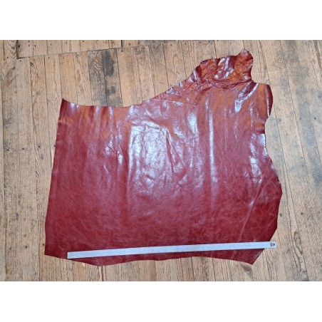 Bande de cuir de vachette pullup - végétal - rouge - maroquinerie - cuirenstock