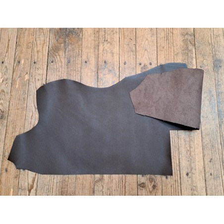 Demi-peau de cuir de vachette ferme grainée - Marron - Cuir en Stock