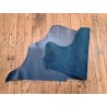Grand morceau de cuir de vache grainée - Bleu paon- Cuir en Stock