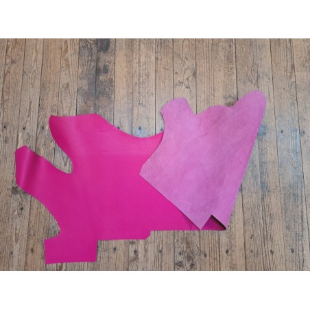 Morceau de cuir de vachette grainée - Pink - Cuir en Stock